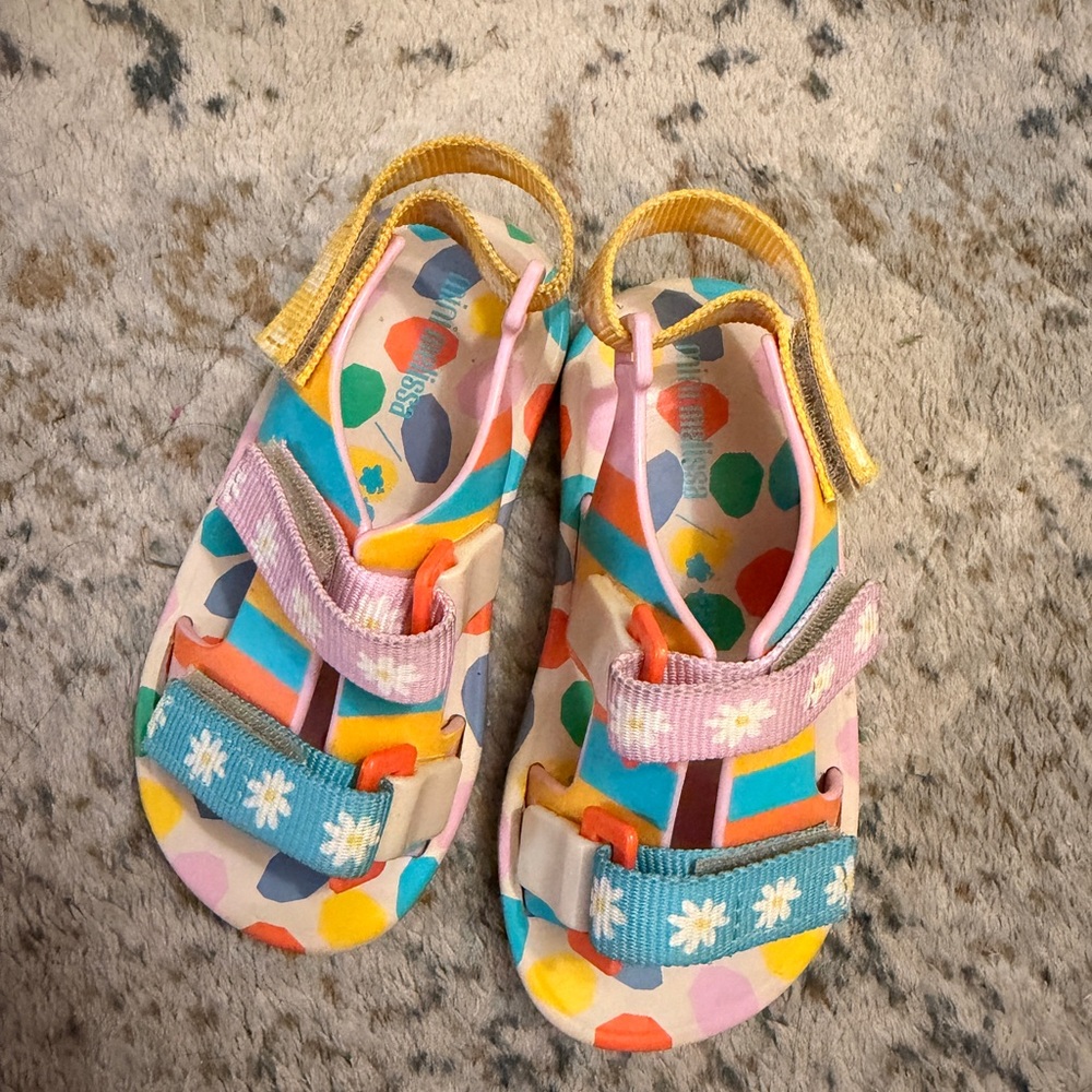 Mini Melissa Multicolor Kids Sandals with Floral Accents